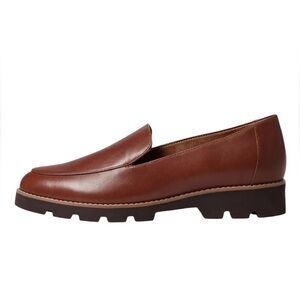 VIONIC Kensley Leather Loafer Chunky Heel in Brown Size 9 Wide NWOT
